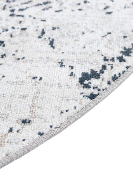 Washable Black and White 7' 10 x 7' 10 Kamala Washable Round Area Rug Easy to Clean Stain Resistant & Durable 100% Polyester Spill-Friendly Carpet for Sale at Rug Engine