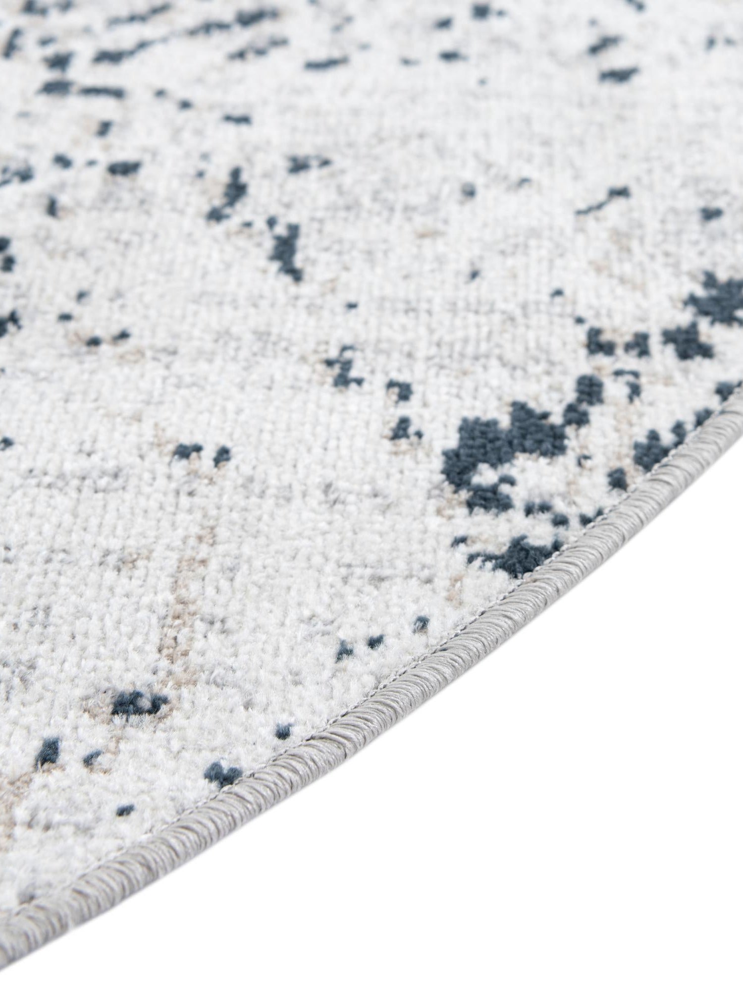 Washable Black and White 3' 3 x 3' 3 Kamala Washable Round Area Rug Easy to Clean Stain Resistant & Durable 100% Polyester Spill-Friendly Carpet for Sale at Rug Engine