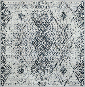 Black and White 5' 3 x 5' 3 Kamala Washable Square Rug