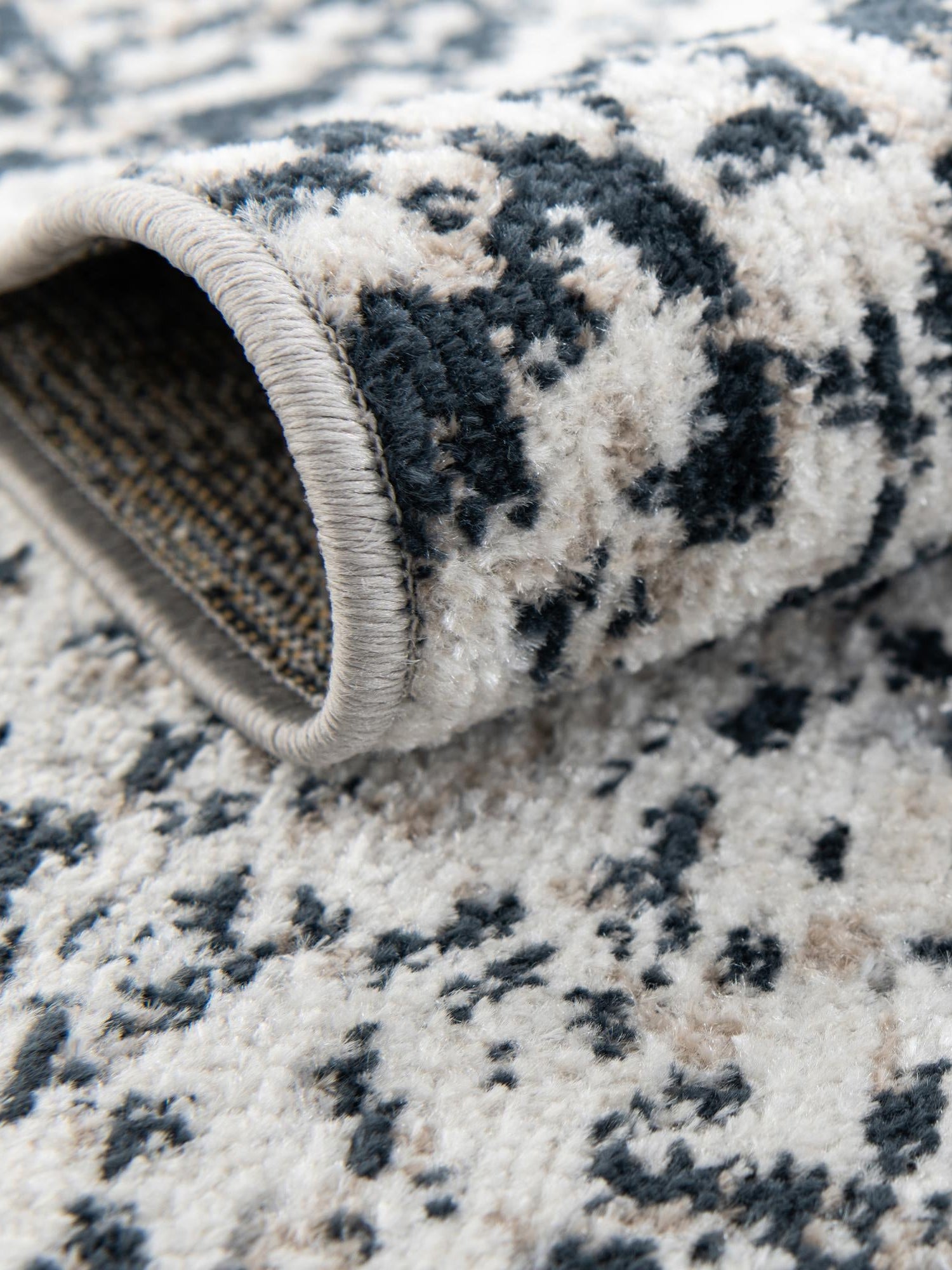 Washable Black and White 7' 10 x 10' Kamala Washable Rectangle Area Rug Easy to Clean Stain Resistant & Durable 100% Polyester Spill-Friendly Carpet for Sale at Rug Engine