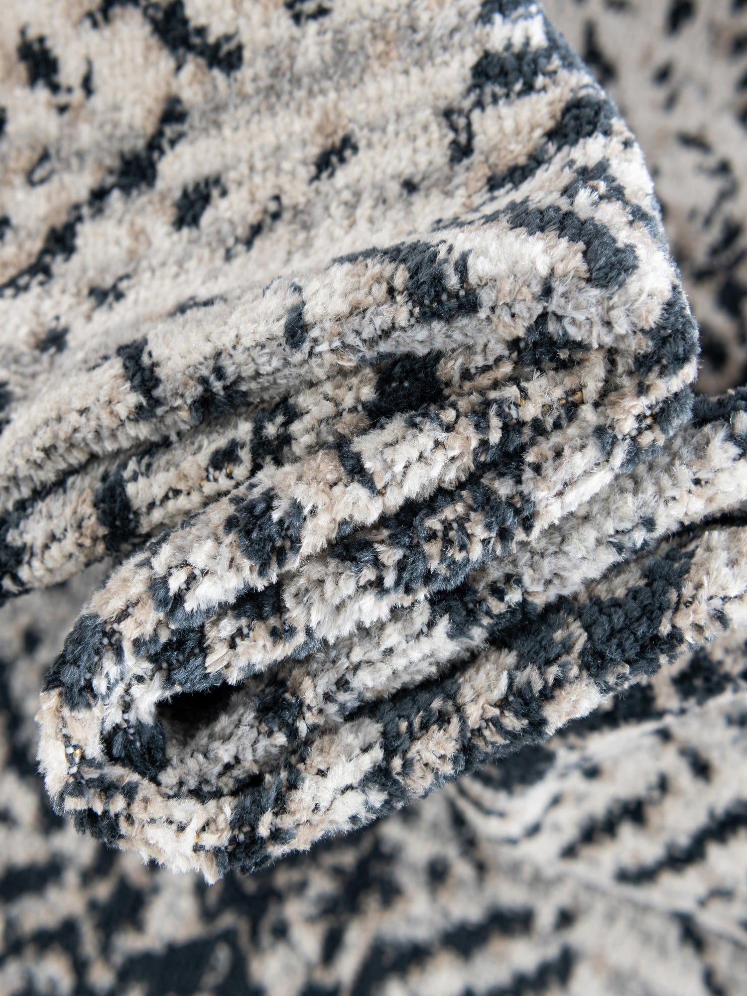 Washable Black and White 4' 1 x 6' 1 Kamala Washable Rectangle Area Rug Easy to Clean Stain Resistant & Durable 100% Polyester Spill-Friendly Carpet for Sale at Rug Engine