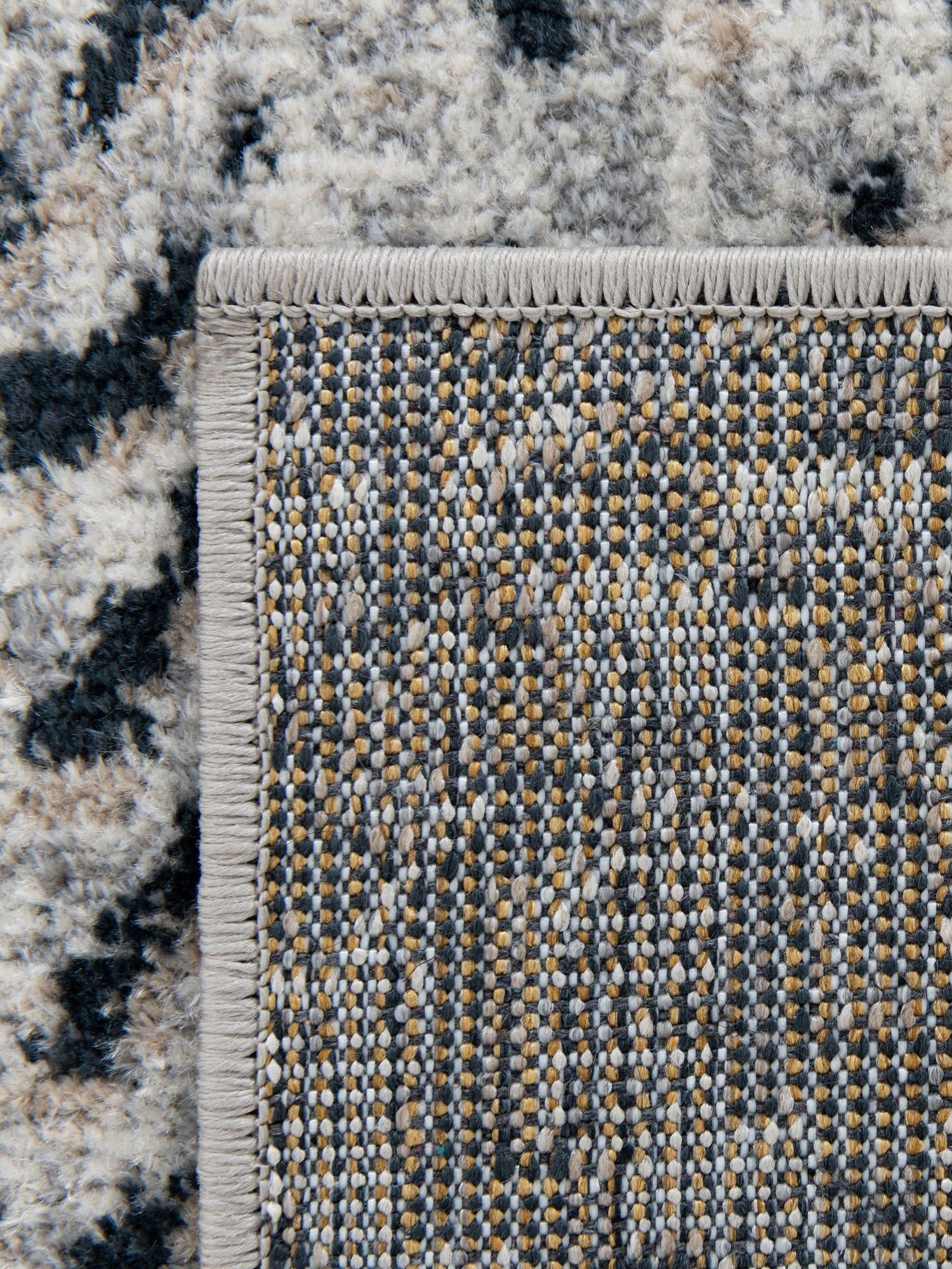 Washable Black and White 7' 10 x 10' Kamala Washable Rectangle Area Rug Easy to Clean Stain Resistant & Durable 100% Polyester Spill-Friendly Carpet for Sale at Rug Engine