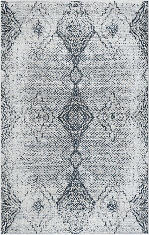 Black and White 5' 3 x 8' Kamala Washable Rectangle Rug