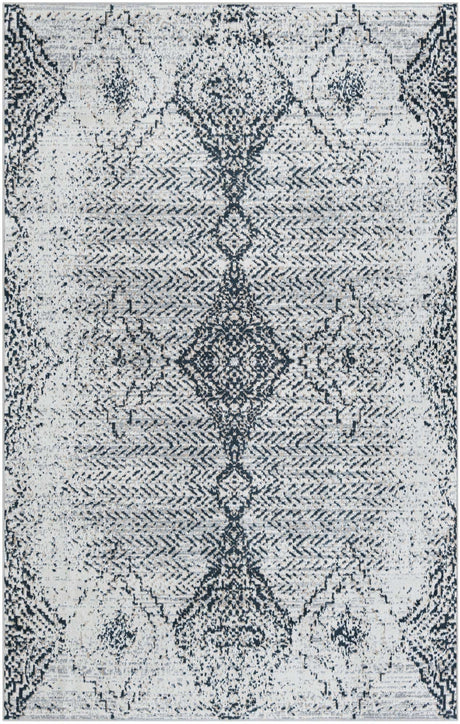 Black and White 5' 3 x 8' Kamala Washable Rectangle Rug