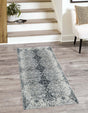 Black and White 3' x 12' Kamala Washable Runner Rug
