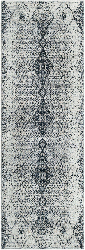 Washable Black and White 2' x 6' 1 Kamala Washable Runner Area Rug Easy to Clean Stain Resistant & Durable 100% Polyester Spill-Friendly Carpet for Sale at Rug Engine