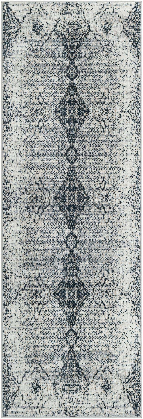 Washable Black and White 2' x 6' 1 Kamala Washable Runner Area Rug Easy to Clean Stain Resistant & Durable 100% Polyester Spill-Friendly Carpet for Sale at Rug Engine