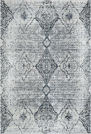 Black and White 6' 1 x 9' Kamala Washable Rectangle Rug