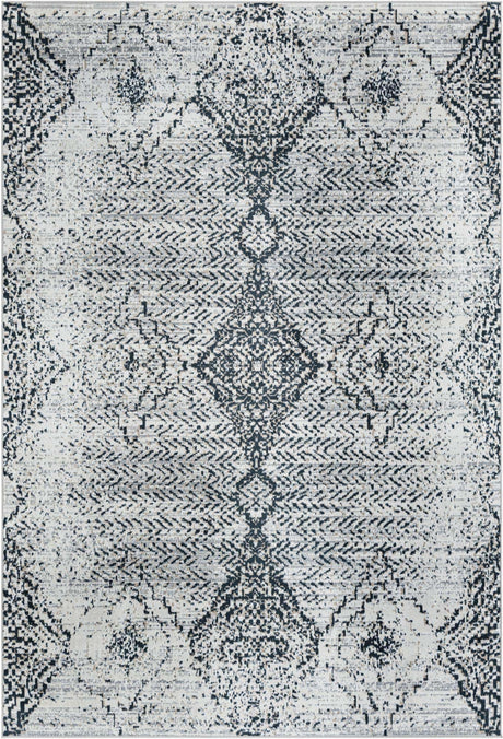 Black and White 6' 1 x 9' Kamala Washable Rectangle Rug