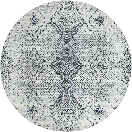 Black and White 8' x 8' Kamala Washable Round Rug