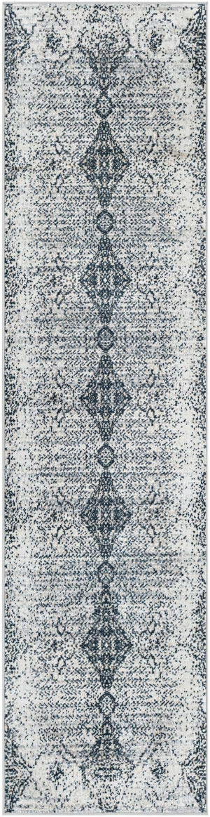 Black and White 2' x 8' Kamala Washable Runner Rug