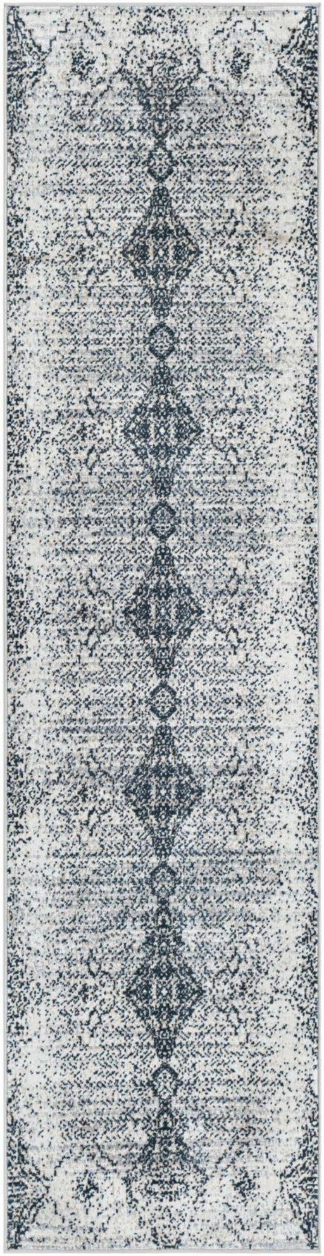 Black and White 2' x 8' Kamala Washable Runner Rug