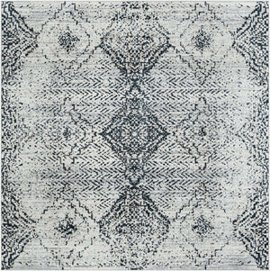 Black and White 8' x 8' Kamala Washable Square Rug
