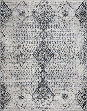 Black and White 8' x 10' Kamala Washable Rectangle Rug
