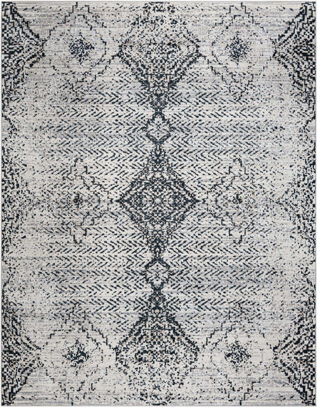Black and White 8' x 10' Kamala Washable Rectangle Rug