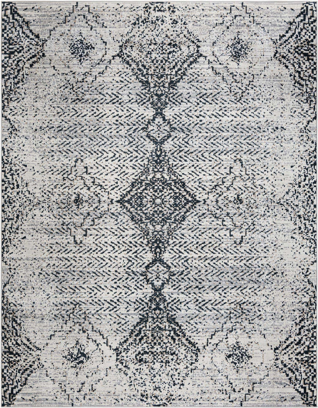 Black and White 8' x 10' Kamala Washable Rectangle Rug