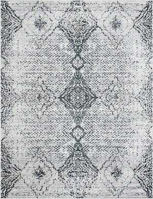 Black and White 9' x 12' Kamala Washable Rectangle Rug