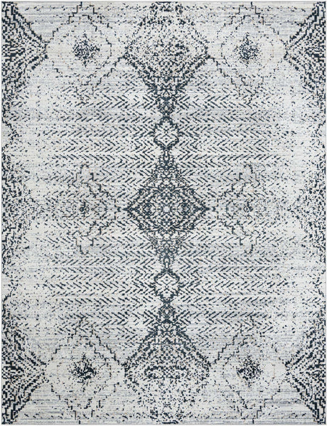 Black and White 9' x 12' Kamala Washable Rectangle Rug