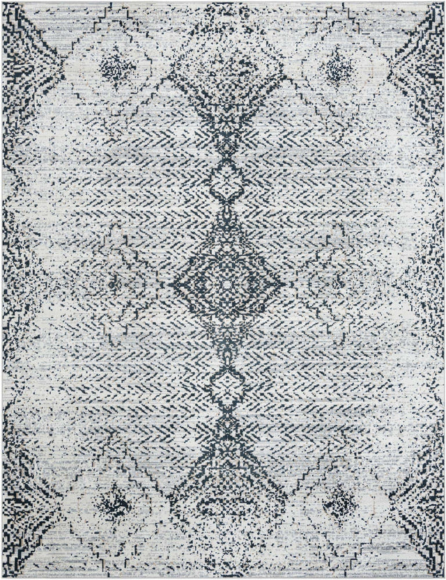 Black and White 9' x 12' Kamala Washable Rectangle Rug