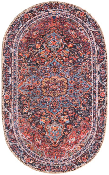 Washable Burgundy 2' x 3' 1 Timeless Oval Area Rug Easy to Clean Stain Resistant & Durable Traditional Classic Vintage Design Carpet for Sale at Rug Engine