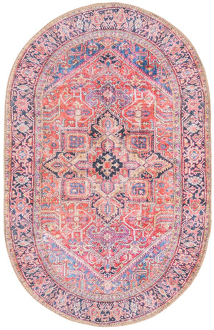 Washable Red 2' x 3' 1 Timeless Oval Area Rug Easy to Clean Stain Resistant & Durable Traditional Classic Vintage Design Carpet for Sale at Rug Engine