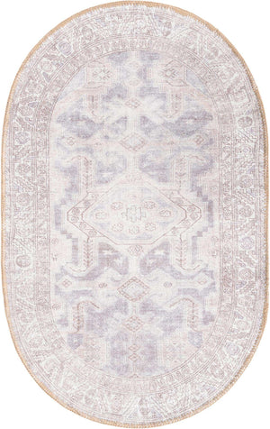 Washable Gray 2' x 3' 1 Timeless Oval Area Rug Easy to Clean Stain Resistant & Durable Traditional Classic Vintage Design Carpet for Sale at Rug Engine