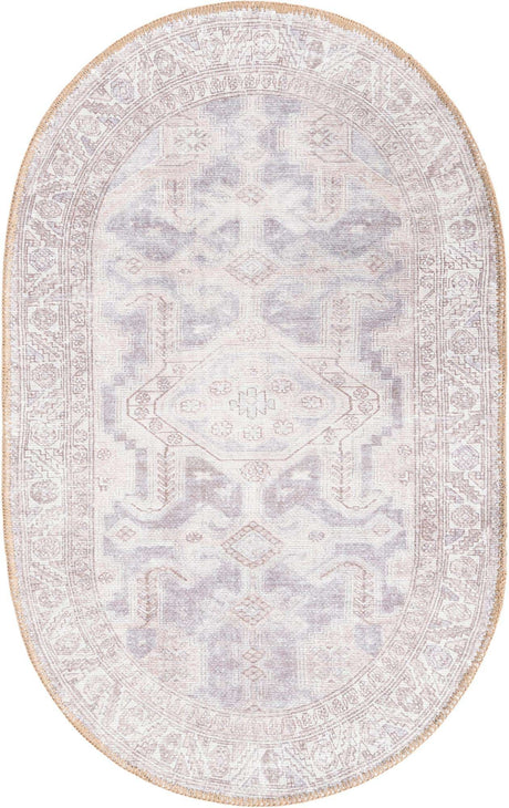 Washable Gray 2' x 3' 1 Timeless Oval Area Rug Easy to Clean Stain Resistant & Durable Traditional Classic Vintage Design Carpet for Sale at Rug Engine