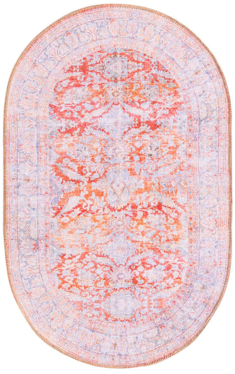 Washable Rust Red 2' x 3' 1 Timeless Oval Area Rug Easy to Clean Stain Resistant & Durable Traditional Classic Vintage Design Carpet for Sale at Rug Engine