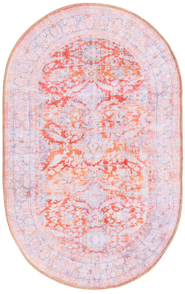 Washable Rust Red 2' x 3' 1 Timeless Oval Area Rug Easy to Clean Stain Resistant & Durable Traditional Classic Vintage Design Carpet for Sale at Rug Engine