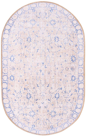 Washable Beige 2' x 3' 1 Timeless Oval Area Rug Easy to Clean Stain Resistant & Durable Traditional Classic Vintage Design Carpet for Sale at Rug Engine