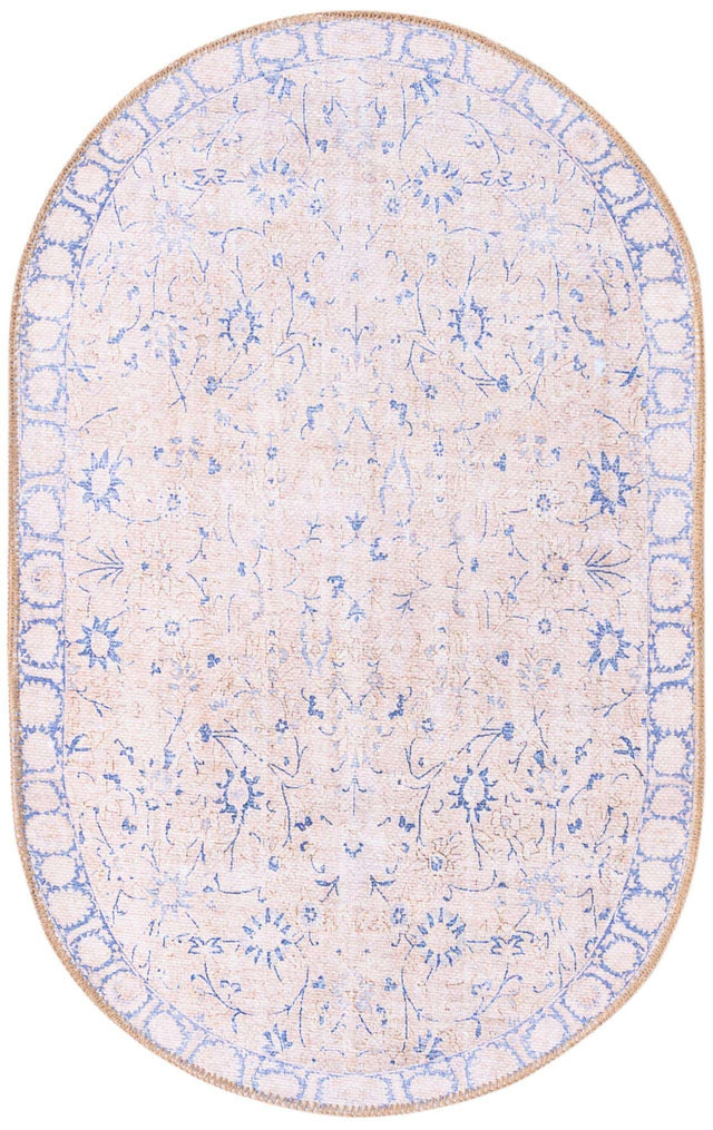 Washable Beige 2' x 3' 1 Timeless Oval Area Rug Easy to Clean Stain Resistant & Durable Traditional Classic Vintage Design Carpet for Sale at Rug Engine