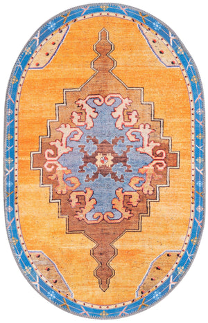 Washable Orange 2' x 3' 1 Timeless Oval Area Rug Easy to Clean Stain Resistant & Durable Traditional Classic Vintage Design Carpet for Sale at Rug Engine
