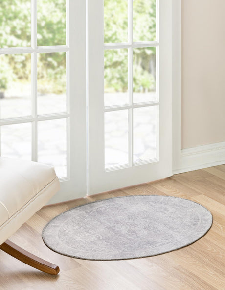 Washable Gray 2' x 3' 1 Timeless Oval Area Rug Easy to Clean Stain Resistant & Durable Traditional Classic Vintage Design Carpet for Sale at Rug Engine