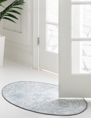 Washable Ivory 2' x 3' 1 Timeless Oval Area Rug Easy to Clean Stain Resistant & Durable Traditional Classic Vintage Design Carpet for Sale at Rug Engine