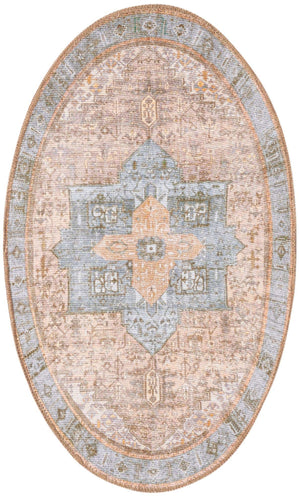 Washable Light Brown 2' x 3' 1 Timeless Oval Area Rug Easy to Clean Stain Resistant & Durable Traditional Classic Vintage Design Carpet for Sale at Rug Engine