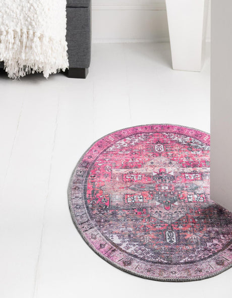 Washable Pink 2' x 3' 1 Timeless Oval Area Rug Easy to Clean Stain Resistant & Durable Traditional Classic Vintage Design Carpet for Sale at Rug Engine