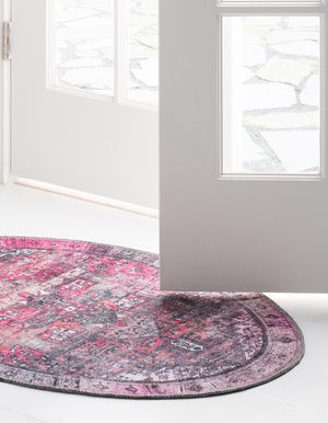Washable Pink 2' x 3' 1 Timeless Oval Area Rug Easy to Clean Stain Resistant & Durable Traditional Classic Vintage Design Carpet for Sale at Rug Engine