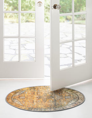 Washable Yellow 2' x 3' 1 Timeless Oval Area Rug Easy to Clean Stain Resistant & Durable Traditional Classic Vintage Design Carpet for Sale at Rug Engine