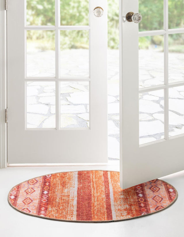 Washable Rust Red 2' x 3' 1 Timeless Oval Area Rug Easy to Clean Stain Resistant & Durable Traditional Classic Vintage Design Carpet for Sale at Rug Engine
