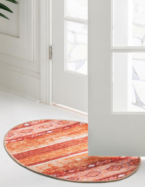 Washable Rust Red 2' x 3' 1 Timeless Oval Area Rug Easy to Clean Stain Resistant & Durable Traditional Classic Vintage Design Carpet for Sale at Rug Engine