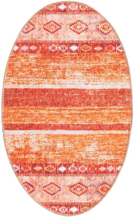 Washable Rust Red 2' x 3' 1 Timeless Oval Area Rug Easy to Clean Stain Resistant & Durable Traditional Classic Vintage Design Carpet for Sale at Rug Engine
