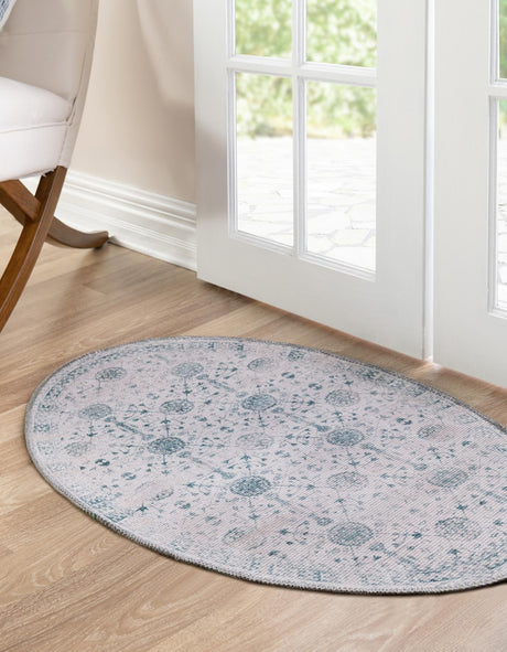 Washable Ivory 2' x 3' 1 Timeless Oval Area Rug Easy to Clean Stain Resistant & Durable Traditional Classic Vintage Design Carpet for Sale at Rug Engine