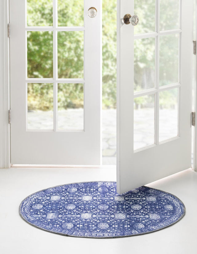 Washable Navy Blue 2' x 3' 1 Timeless Oval Area Rug Easy to Clean Stain Resistant & Durable Traditional Classic Vintage Design Carpet for Sale at Rug Engine