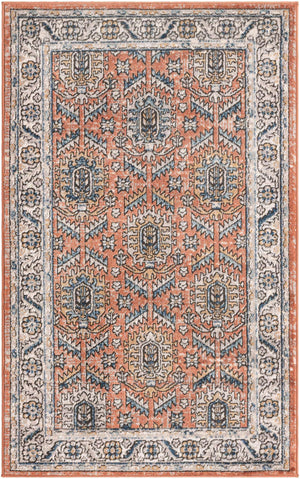 Salmon Pink 3' 3 x 5' 3 Nyla Rectangle Area Rug 100% Polypropylene Traditional Classic Carpet for Living Room, Kitchen, Bedroom, Dining, Office for Sale at Rug Engine