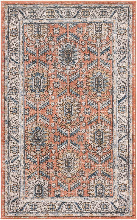 Salmon Pink 3' 3 x 5' 3 Nyla Rectangle Area Rug 100% Polypropylene Traditional Classic Carpet for Living Room, Kitchen, Bedroom, Dining, Office for Sale at Rug Engine