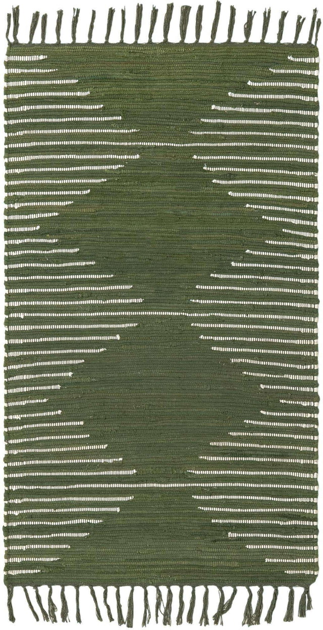 Green 3' 3 x 5' 1 Chindi Cotton Rectangle Rug