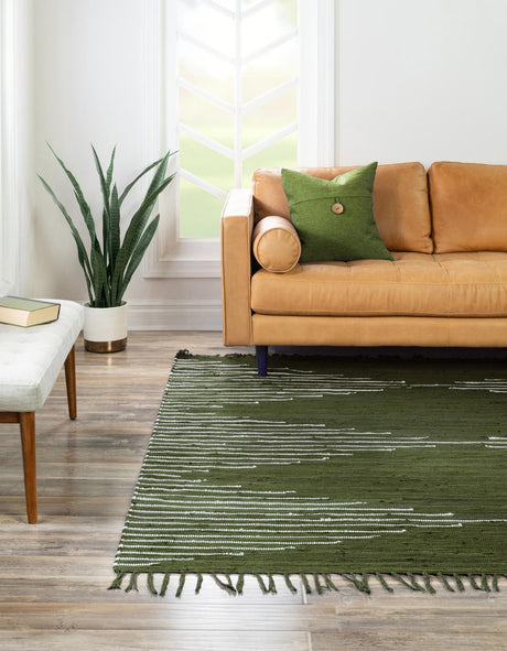 Green 7' 1 x 7' 1 Chindi Cotton Square Rug