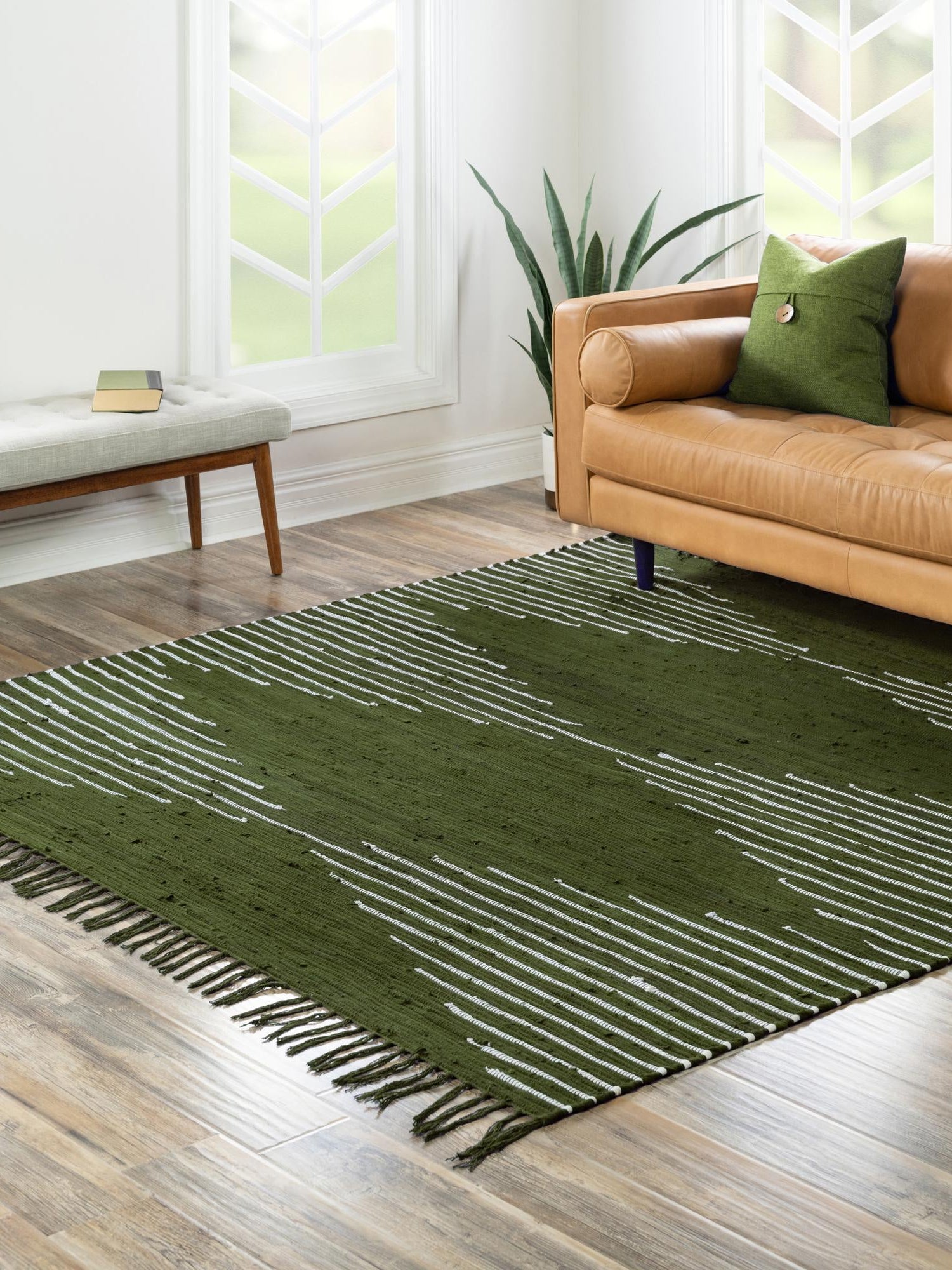 Green 10' x 10' Chindi Cotton Square Area Rug Interior Design Home Decor Carpet Mat for Sale at Rug Engine