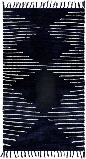 Navy Blue 3' 3 x 5' 1 Chindi Cotton Rectangle Rug