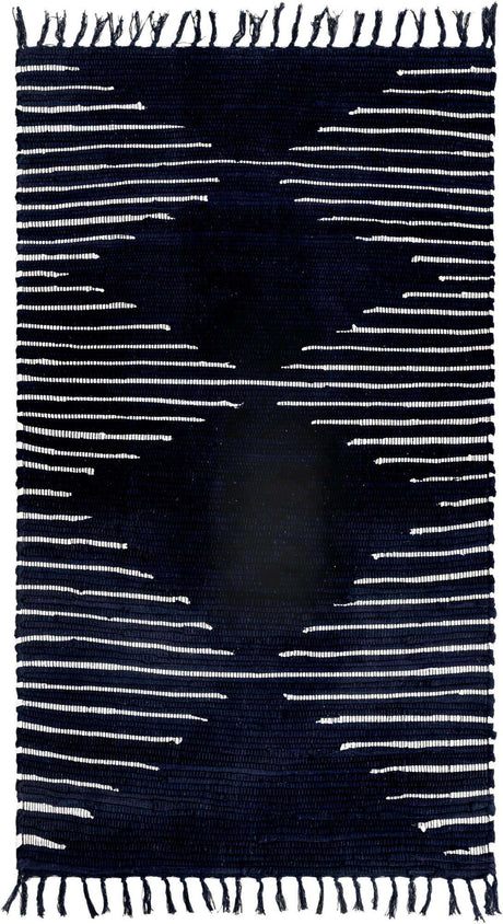 Navy Blue 3' 3 x 5' 1 Chindi Cotton Rectangle Rug